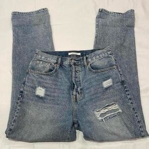Women's Distressed Blue Dad Jeans